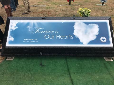 Forever In Our Hearts Clouds Legacy with Name and Dates